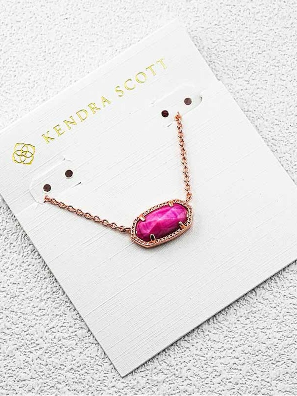Kendra Scott Rose Gold Necklace with Bright Pink Stone
